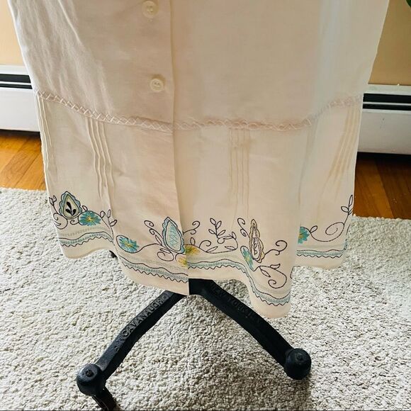 LOFT | long linen embroidered bottom skirt 2P - Picture 4 of 7